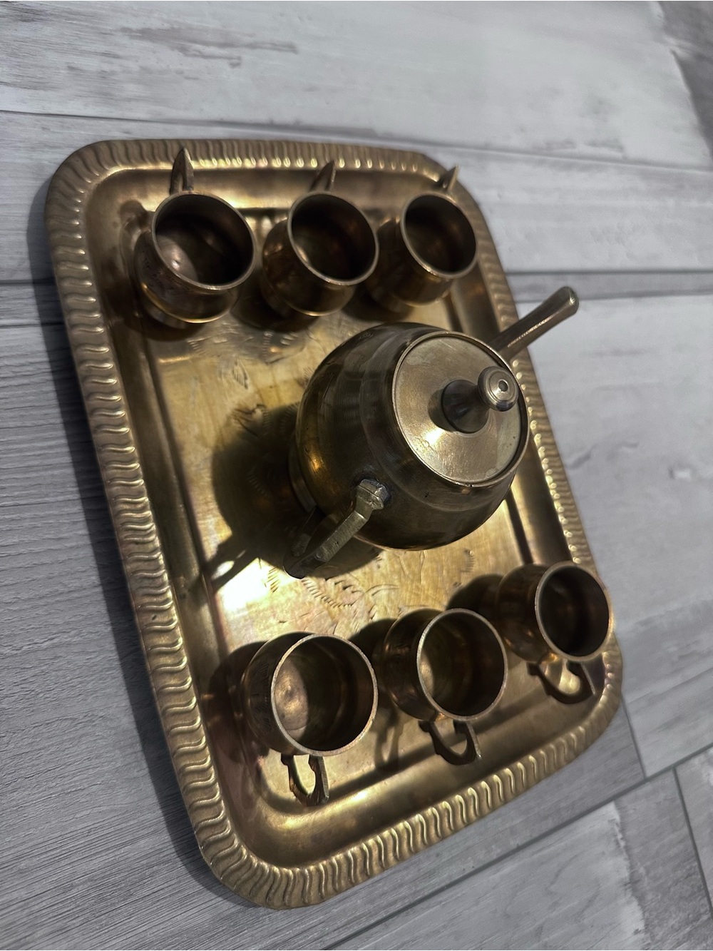 Antique Brass Tea Set - 8 Piece